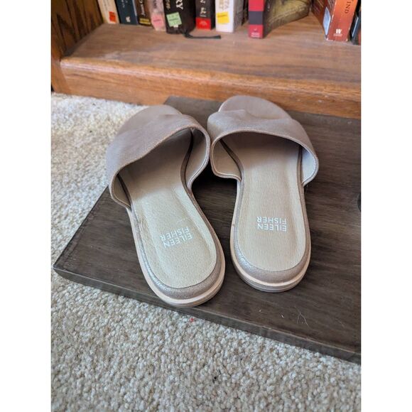 EILEEN FISHER | Kore PM sflat Sandals platinum size 8 summer boho thong $195 - Picture 2 of 4
